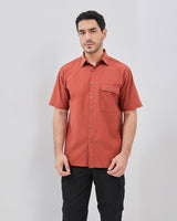 Regular Short Sleeve Vented Shirt Red