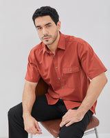 Regular Short Sleeve Vented Shirt Red
