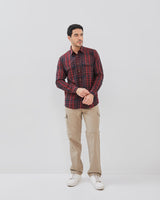 Regular Long Sleeve Flannel Shirt Red
