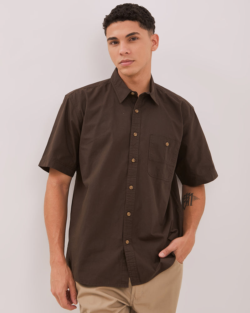 Men's Brown Short Sleeve Shirt