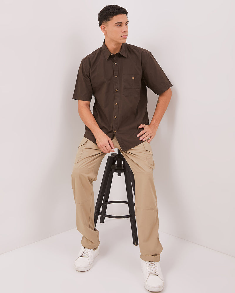 Men's Brown Short Sleeve Shirt