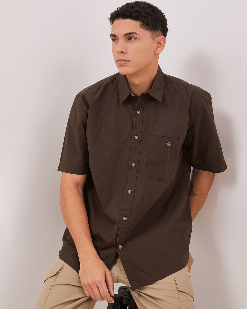 Men's Brown Short Sleeve Shirt