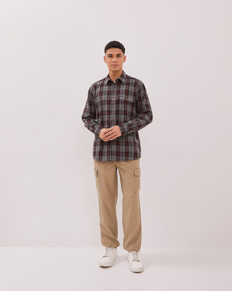 Men's Black Flannel Short Sleeve Shirt