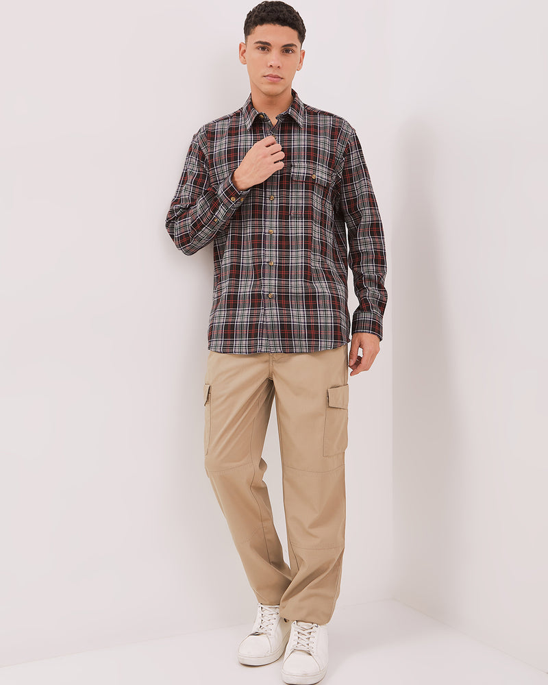 Men's Black Flannel Short Sleeve Shirt