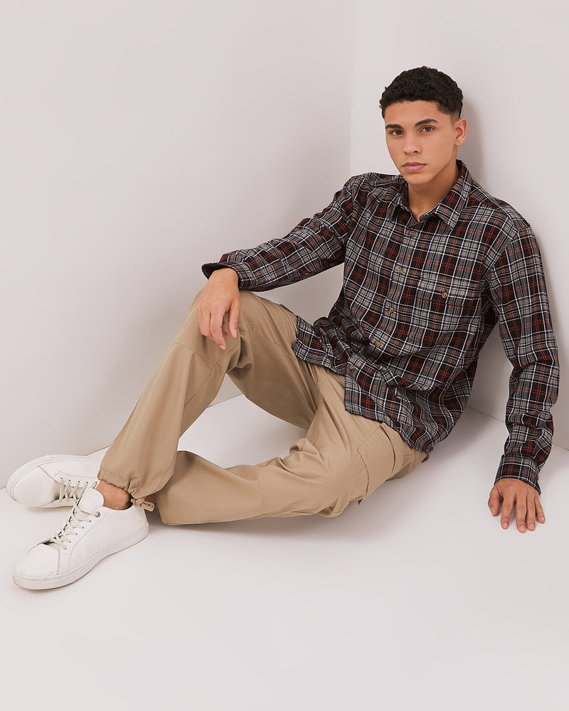 Men's Black Flannel Short Sleeve Shirt