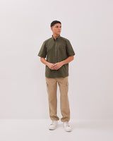 Men's Olive Green Short-Sleeved Shirt