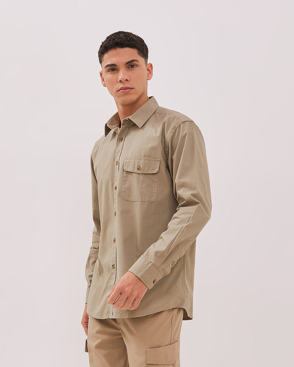 Men's Cream Long Sleeve Shirt