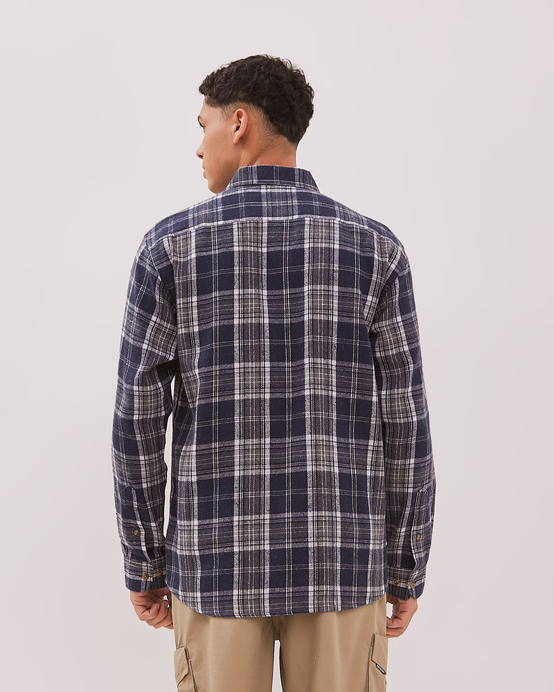 Men's Navy Flannel Short Sleeve Shirt