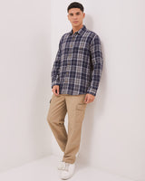 Men's Navy Flannel Short Sleeve Shirt