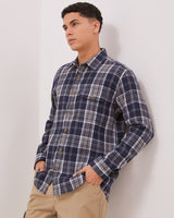 Men's Navy Flannel Short Sleeve Shirt