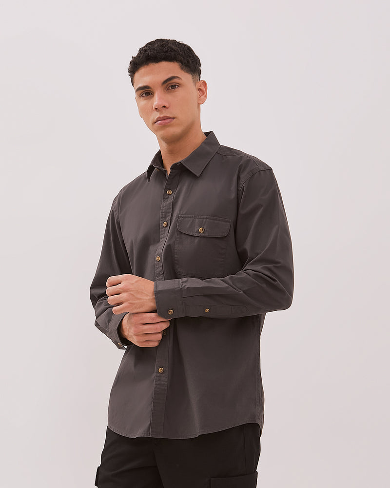 Men's Brown Long Sleeve Shirt