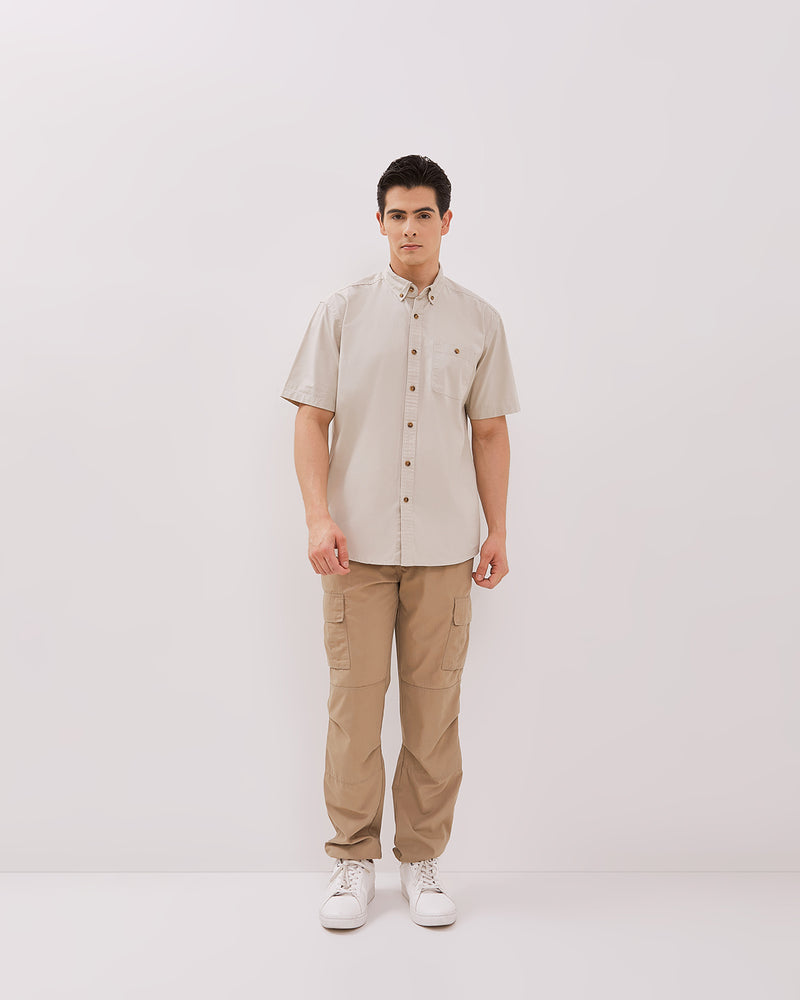 Men's Cream Short Sleeved Shirt