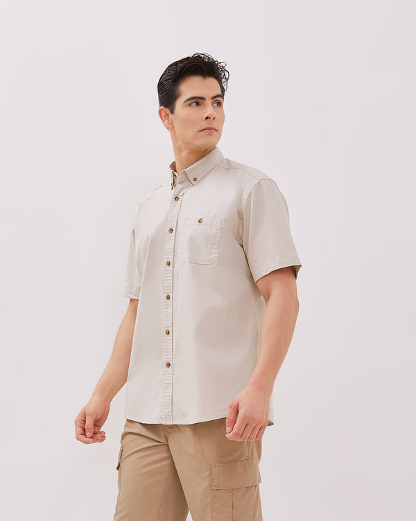Men's Cream Short Sleeved Shirt