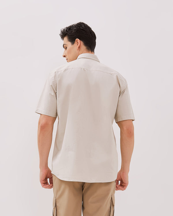 Men's Cream Short Sleeved Shirt