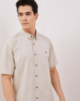 Men's Cream Short Sleeved Shirt