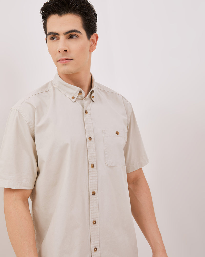 Men's Cream Short Sleeved Shirt