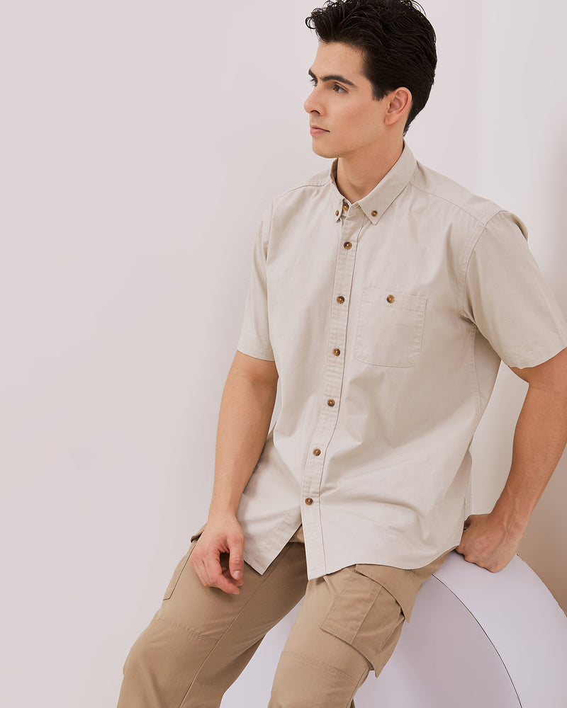 Men's Cream Short Sleeved Shirt