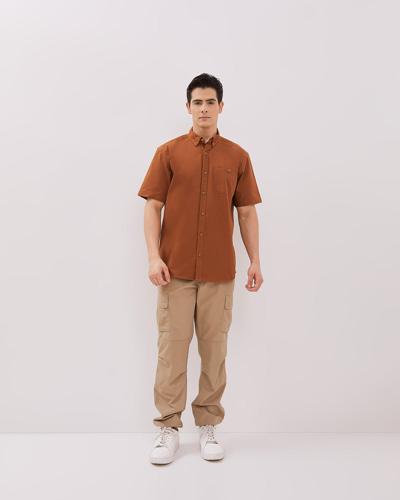 Men's Brick Red Short Sleeved Shirt
