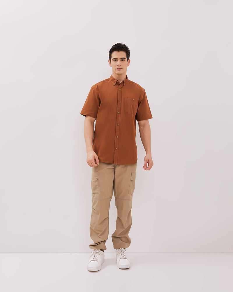 Men's Brick Red Short Sleeved Shirt