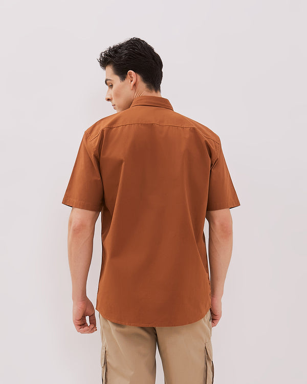 Men's Brick Red Short Sleeved Shirt