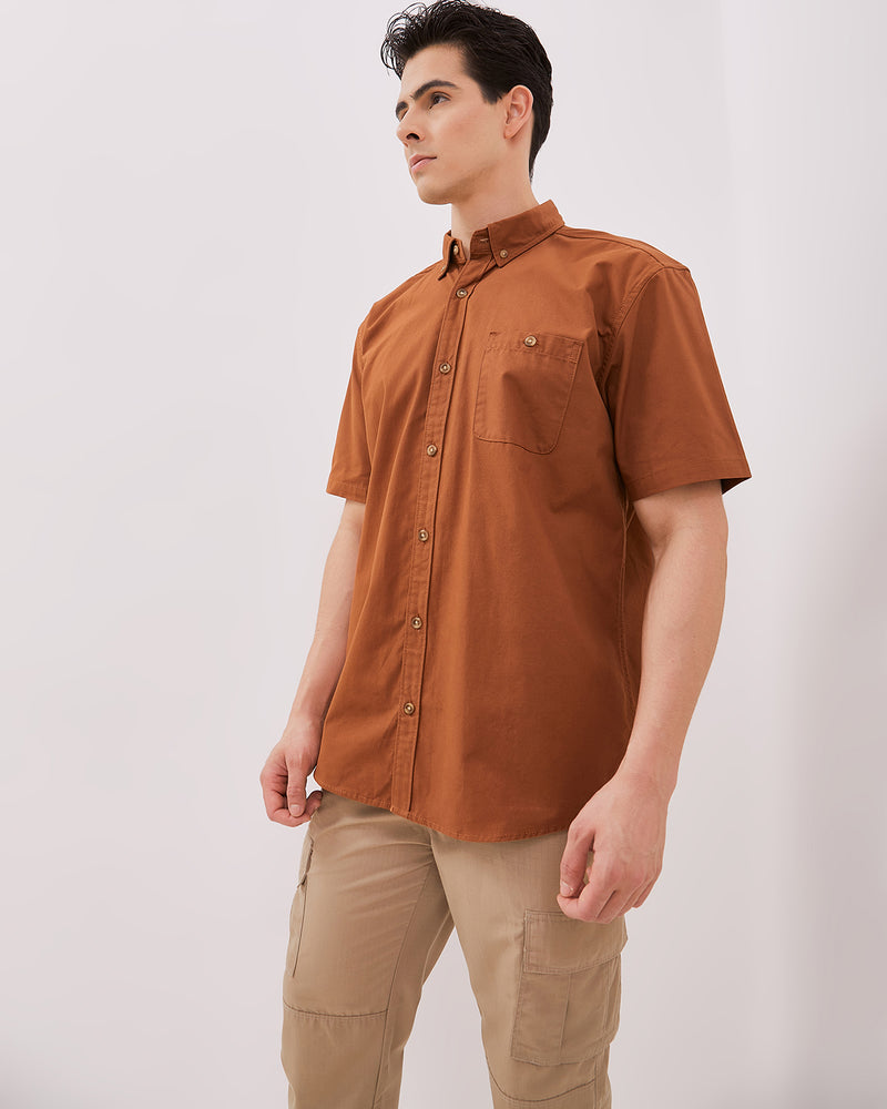 Men's Brick Red Short Sleeved Shirt