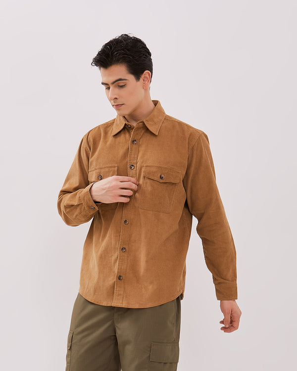 Men's Brown Short Sleeved Shirt