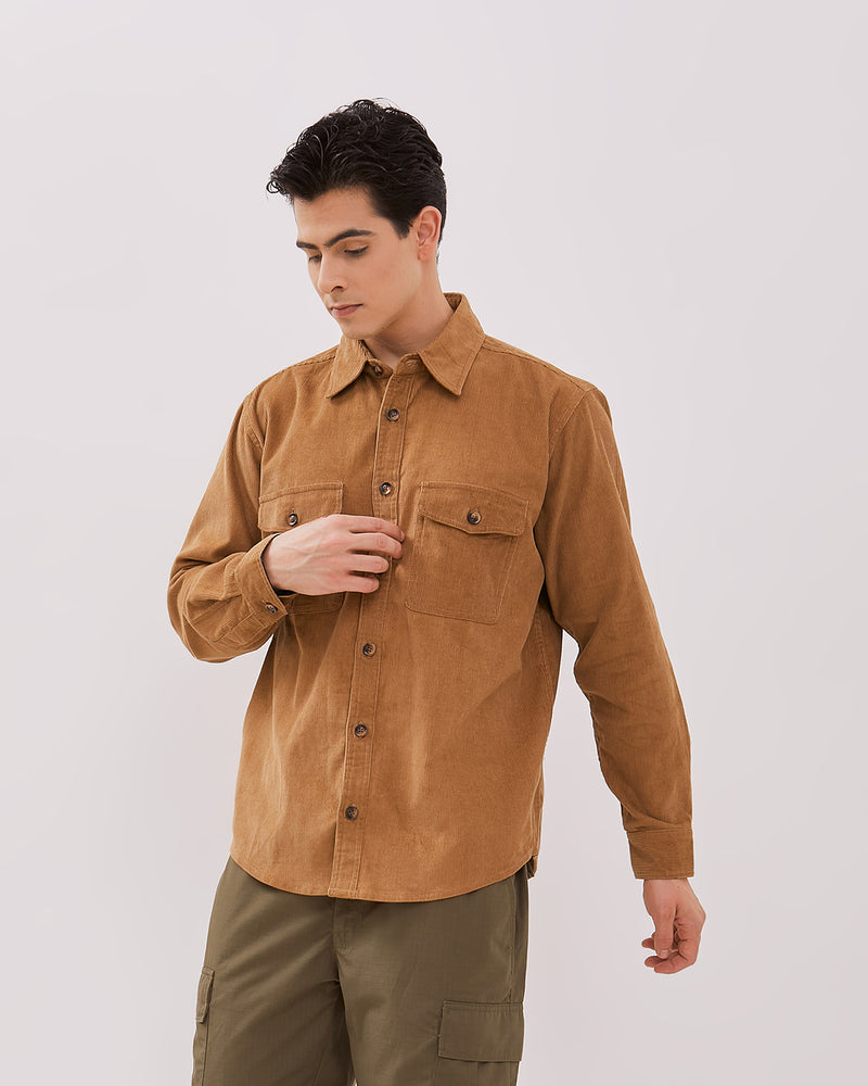 Men's Brown Short Sleeved Shirt