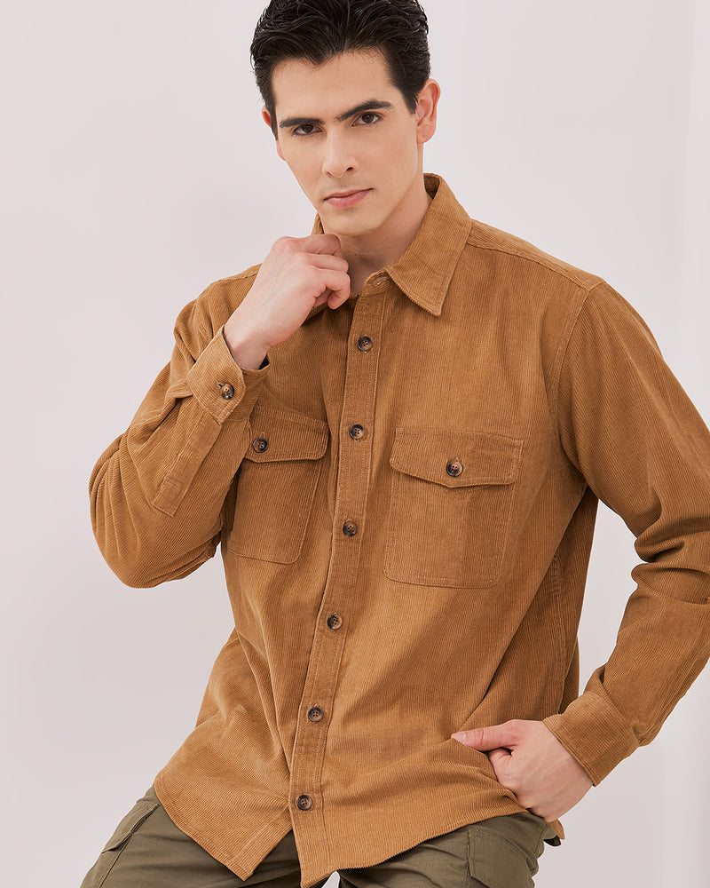Men's Brown Short Sleeved Shirt