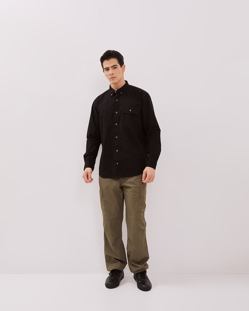 Men's Black Long Sleeved Shirt
