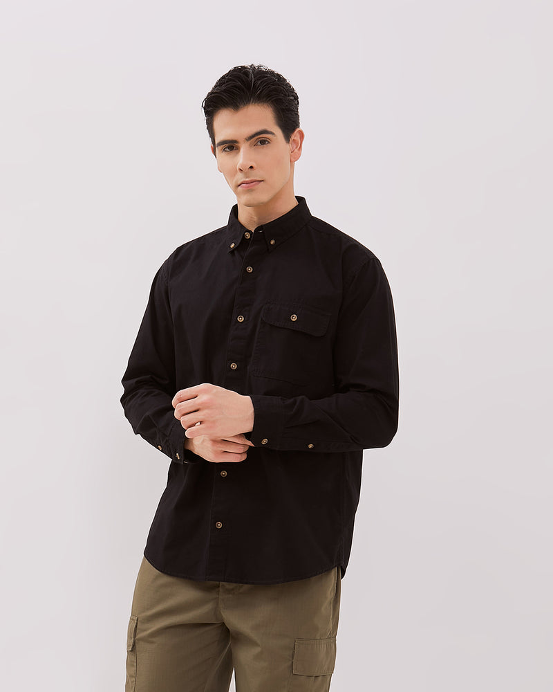 Men's Black Long Sleeved Shirt