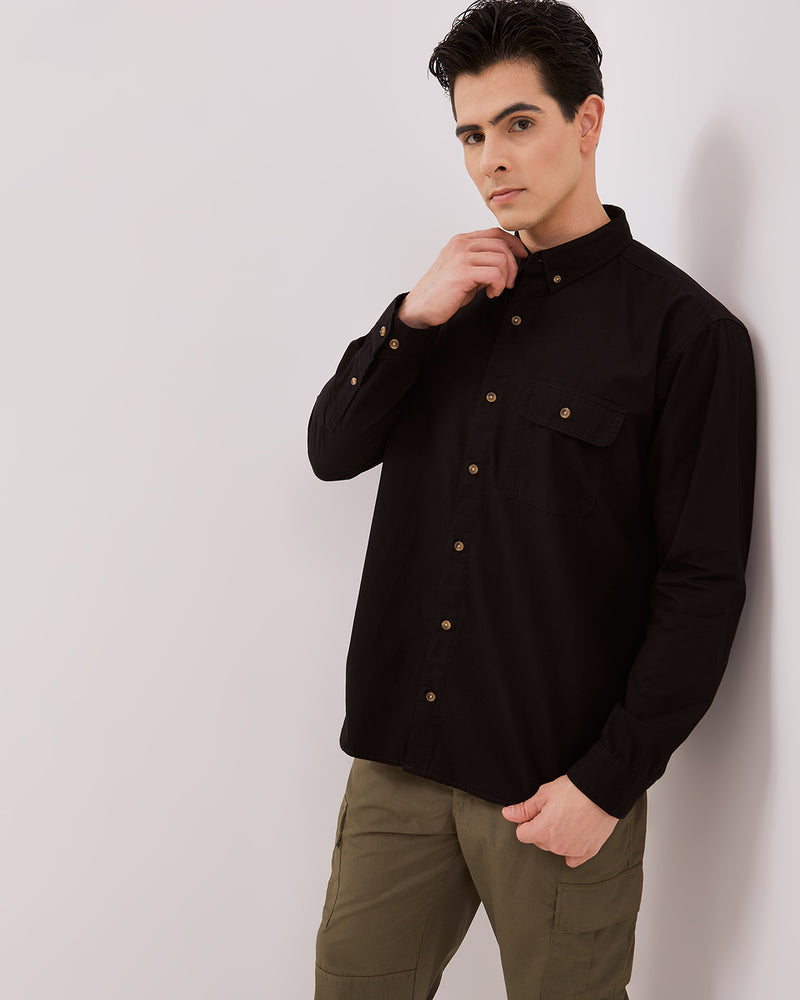 Men's Black Long Sleeved Shirt