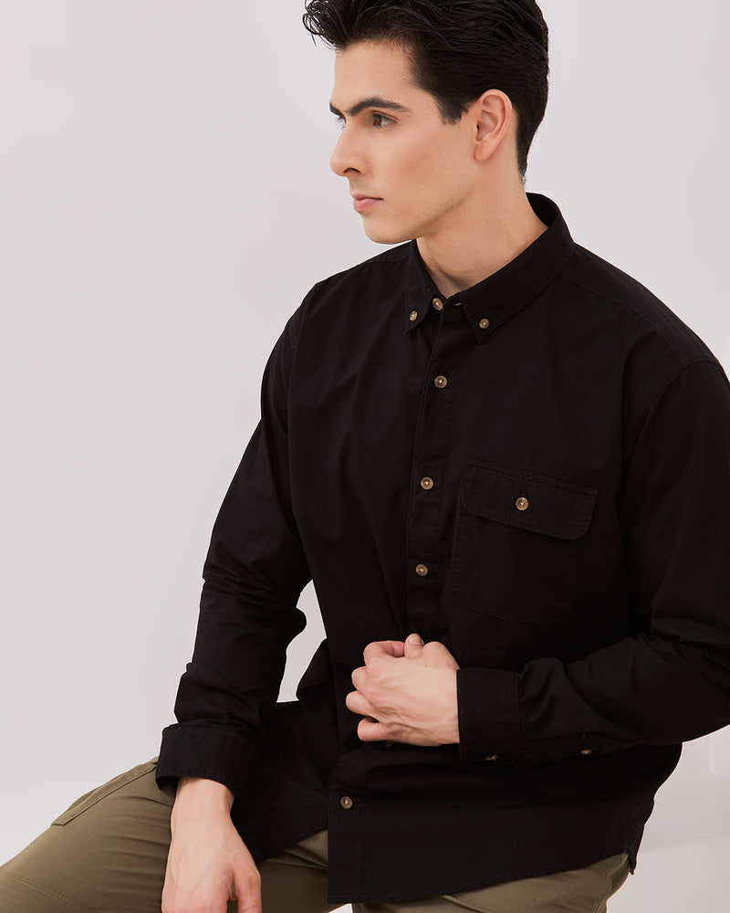 Men's Black Long Sleeved Shirt