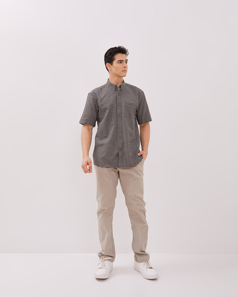 Men's Dark Brown Short Sleeved Shirt