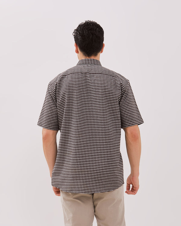 Men's Dark Brown Short Sleeved Shirt