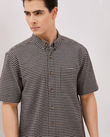 Men's Dark Brown Short Sleeved Shirt