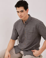 Men's Dark Brown Short Sleeved Shirt