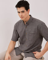 Men's Dark Brown Short Sleeved Shirt
