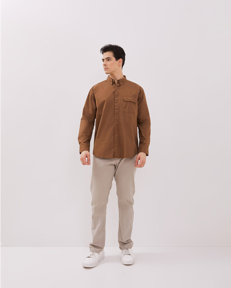 Men's Dark Brown Long Sleeved Shirt
