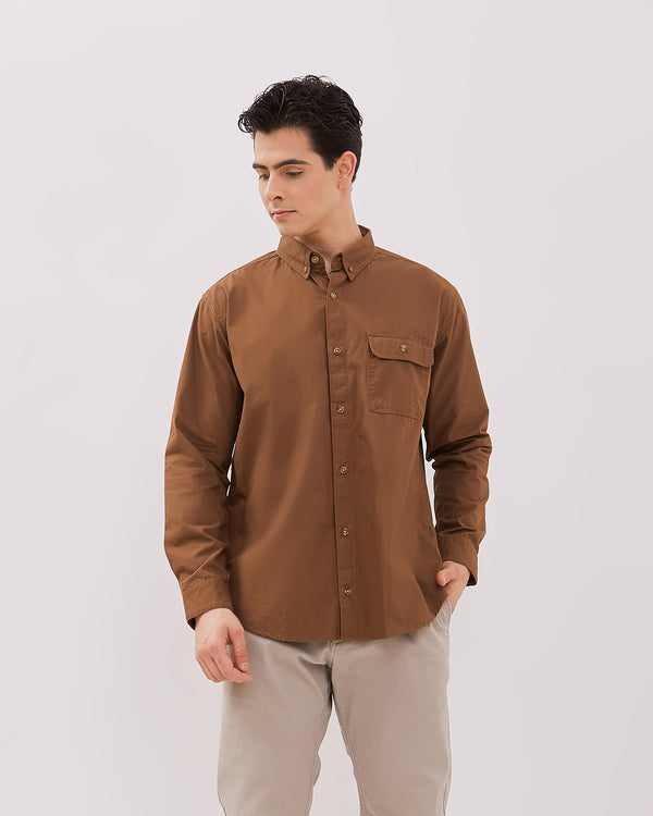 Men's Dark Brown Long Sleeved Shirt