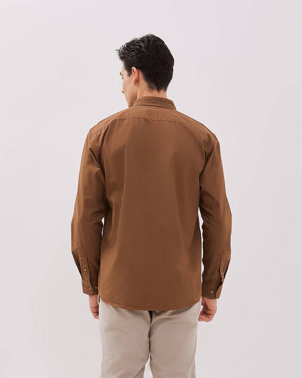 Men's Dark Brown Long Sleeved Shirt