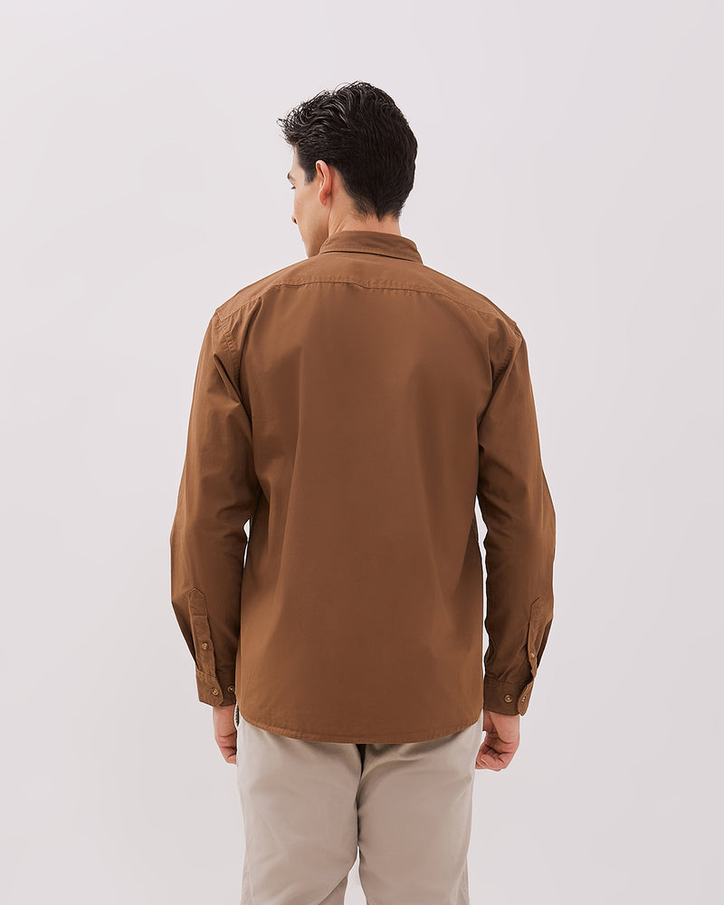 Men's Dark Brown Long Sleeved Shirt