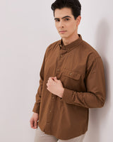 Men's Dark Brown Long Sleeved Shirt