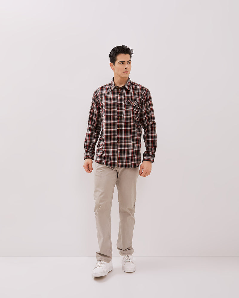 Men's Red Flannel Long Sleeved Shirt