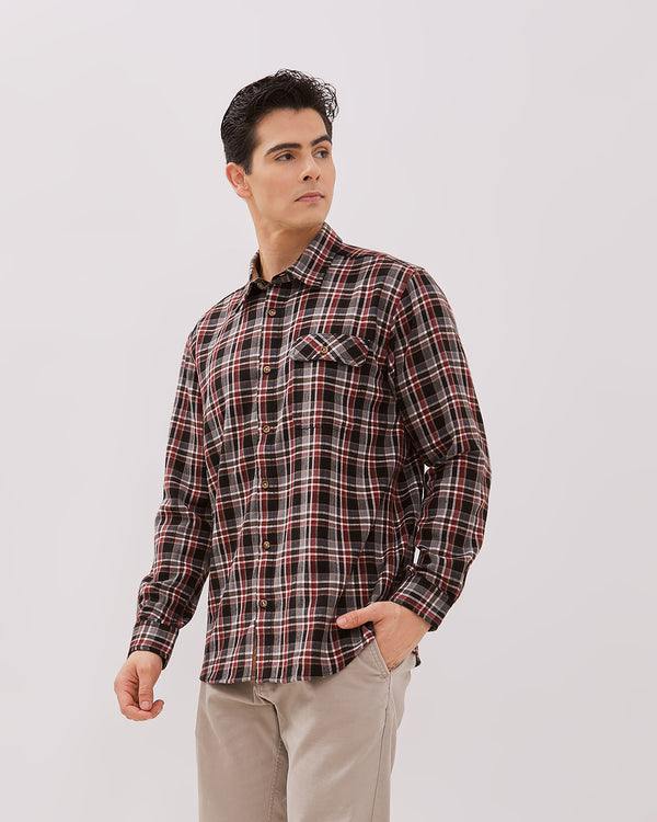 Men's Red Flannel Long Sleeved Shirt