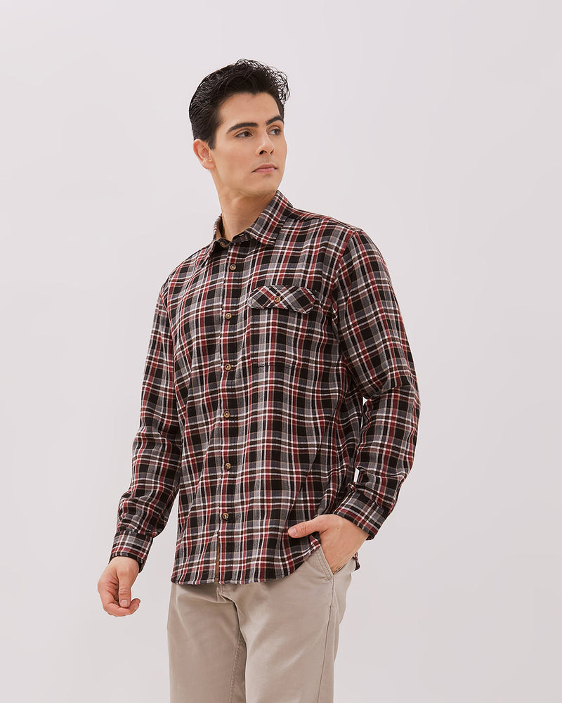 Men's Red Flannel Long Sleeved Shirt