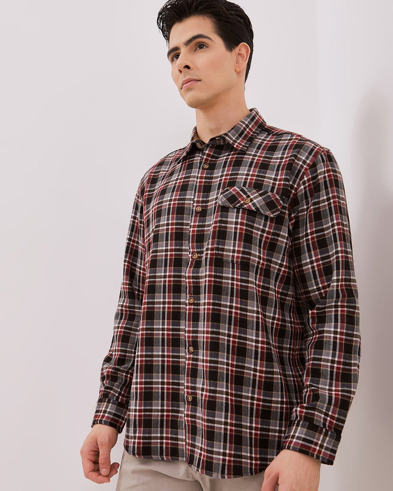Men's Red Flannel Long Sleeved Shirt