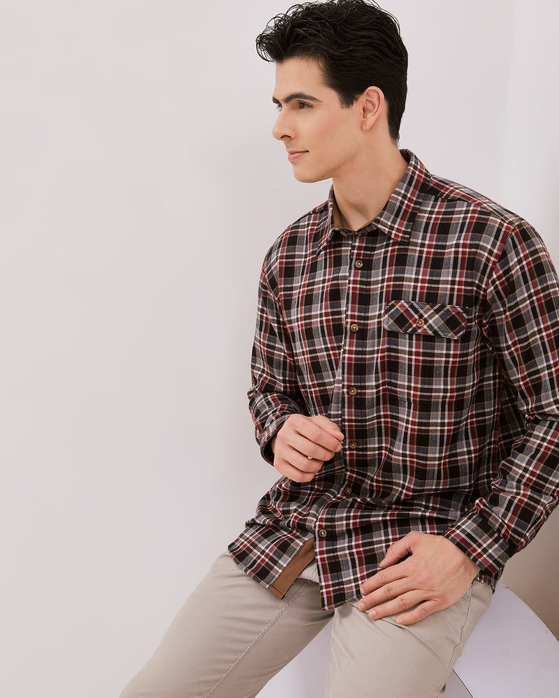 Men's Red Flannel Long Sleeved Shirt