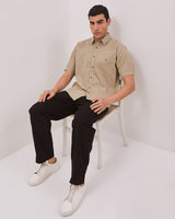 Men's Cream Short Sleeve Shirt