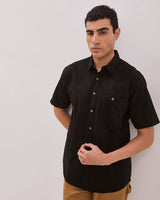Black Short-Sleeved Shirt For Men