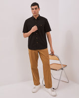Black Short-Sleeved Shirt For Men